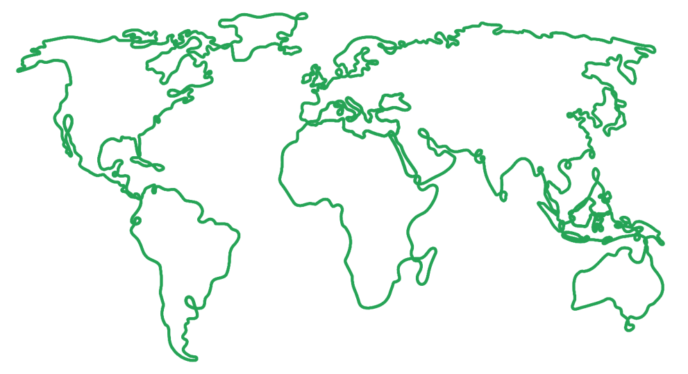 World map in Incepty green showing global reach of creative professionals